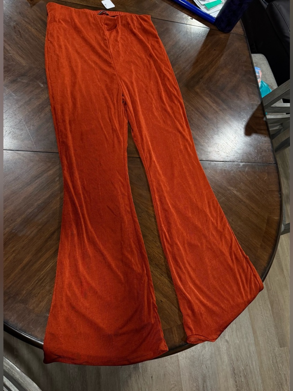 Rust Orange Velvet Flare Pants